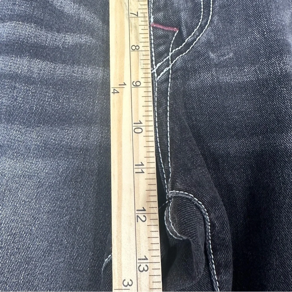 True Religion Mens Geno Relaxed Slim Jeans 36x30 Gray Black Wash Cotton Blend